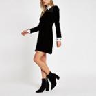 River Island Womens Velvet Embellished Collar Mini Dress