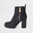 River Island Womens Faux Leather Chunky Heel Ankle Boots