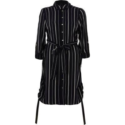 River Island Womens Stripe Ruched Side Shirt Dress