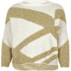 River Island Womens Plus Gold Tinsel Knit Christmas Sweater