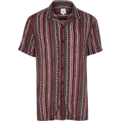 River Island Mens Aztec Stripe Short Sleeve Shirt