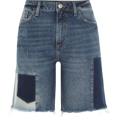 River Island Womens Patchwork Denim Boyfriend Shorts