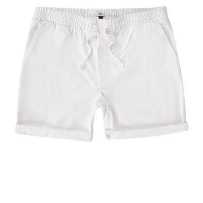 River Island Mens White Shirred Waist Pull-on Shorts