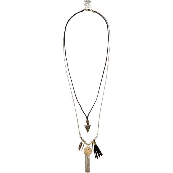 River Island Mensgold Tone Rope Charm Necklace