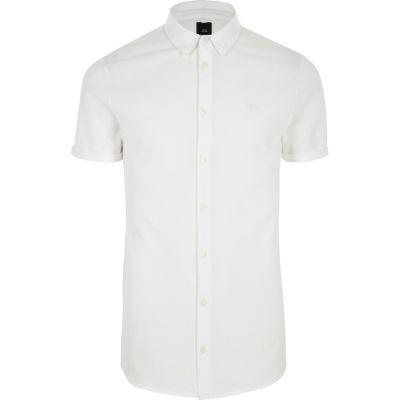 River Island Mens White Muscle Fit Button Up Shirt