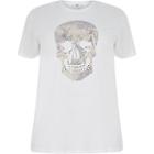 River Island Womens Plus White Embellished Skull Print T-shirt