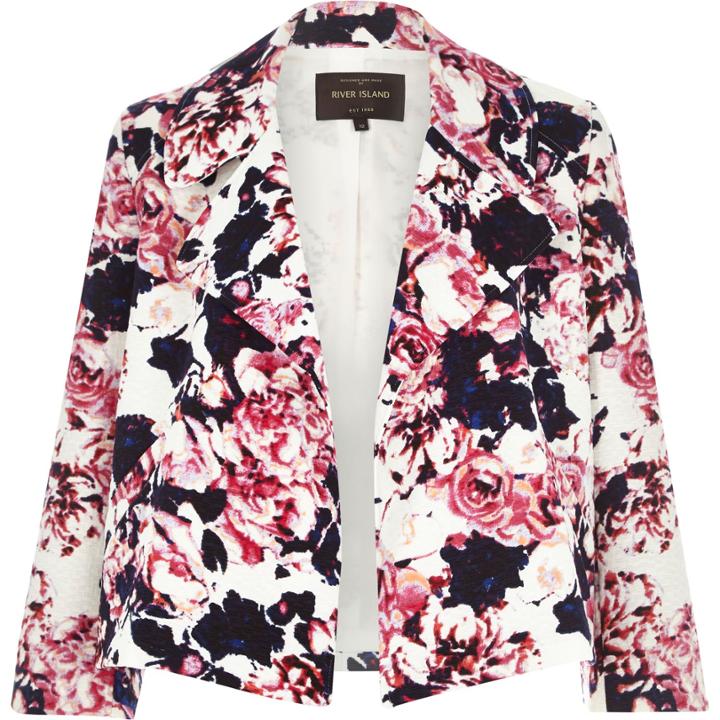River Island Womens Floral Jacquard Cropped Relaxed Jacket
