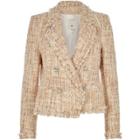 River Island Womens Boucle Glitter Double-breasted Jacket