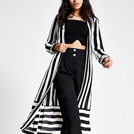 River Island Womens White Stripe Duster Jacket