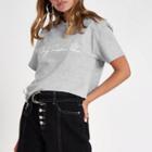 River Island Womens Petite Knot Side Crop T-shirt