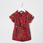 River Island Mini Girls Leopard Print Shirt Playsuit