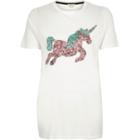 River Island Womens Sequin Unicorn Print Fitted T-shirt