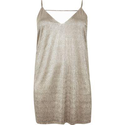 River Island Womens Plus Gold Strappy Slip Dress
