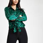 River Island Womens Green Heart Print Tie Front Shirt