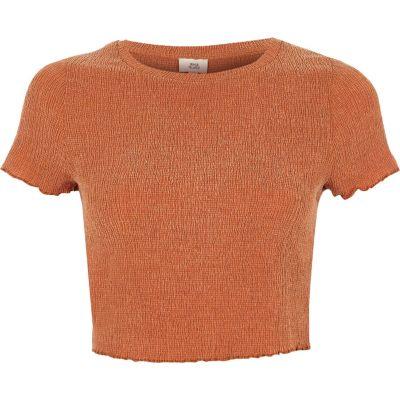 River Island Womens Lettuce Frill Cropped T-shirt