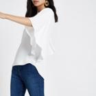 River Island Womens White Round Neck Frill Sleeve Blouse