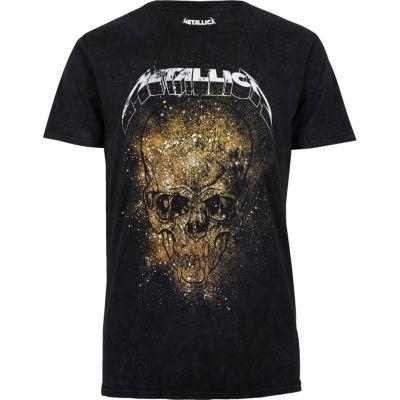 River Island Mensblack Metallica Print T-shirt