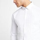River Island Mens White Embroidered Long Sleeve Shirt