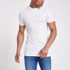 River Island Mens White Muscle Fit Longline T-shirt