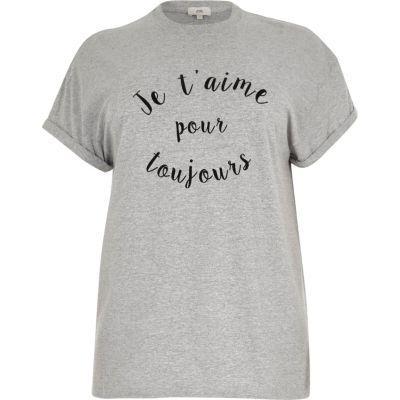 River Island Womens Plus Marl Flock Print Boyfriend T-shirt