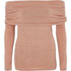 River Island Womens Foldover Bardot Knitted Top