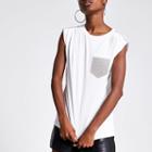 River Island Womens White Ruched Shoulder T-shirt