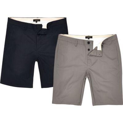 River Island Mens And Grey Chino Shorts Two Pack
