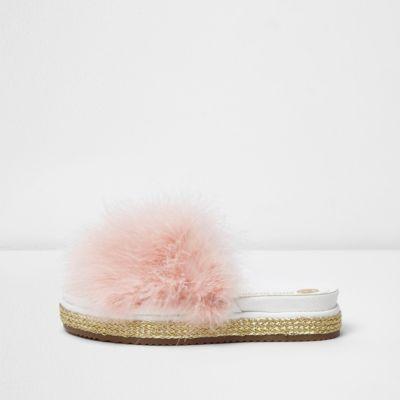 River Island Womens Feather Metallic Espadrille Sliders