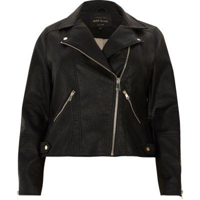 River Island Womens Plus Faux Leather Biker Jacket