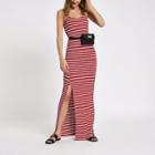 River Island Womens Stripe Ribbed Split Side Maxi Dress
