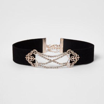 River Island Womens Velvet Cup Chain Corset Choker