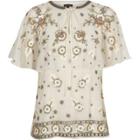 River Island Womens White Floral Embellished Cape Top