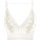 River Island Womens White Floral Embroidered Tulle Trim Bralette