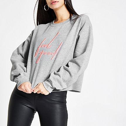 River Island Womens 'feel Good' Embroidered Sweatshirt