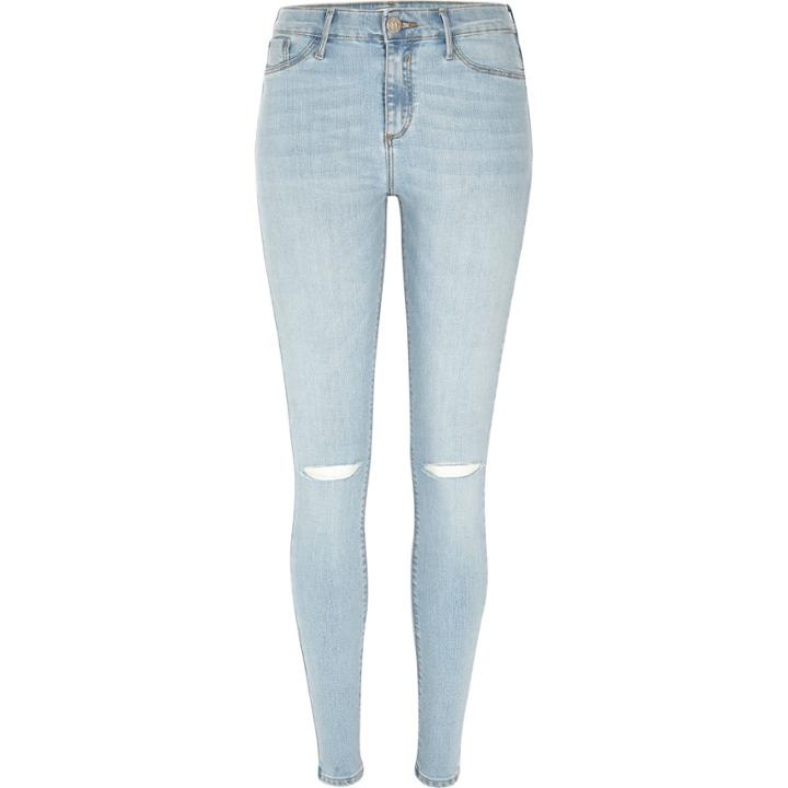 River Island Womens Light Wash Ripped Molly Jeggings