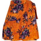River Island Womens Floral Jacquard Frill Wrap Mini Skirt