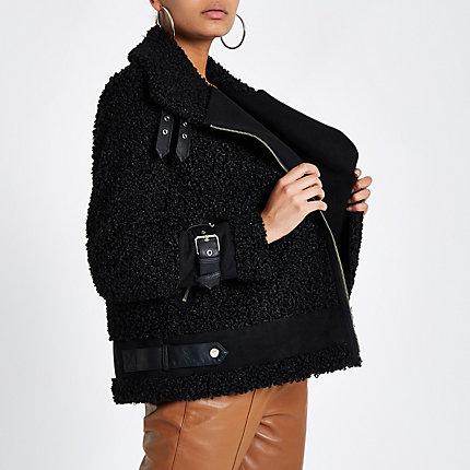 River Island Womens Borg Aviator Jacket