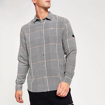 River Island Mens Prince Of Wales Check Slim Fit Shirt