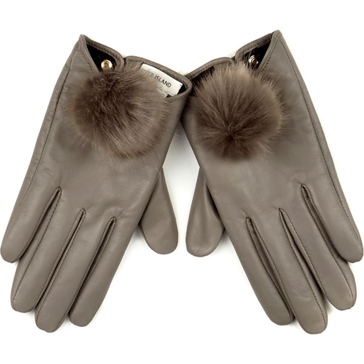 River Island Womens Leather Pom Pom Gloves