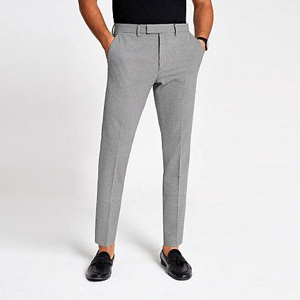 River Island Mens Mono Print Skinny Suit Trousers