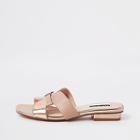 River Island Womens Rose Gold Faux Leather Flat Mule Sandals