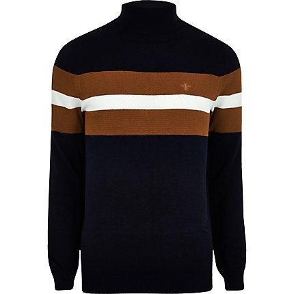 River Island Mens Big And Tall Slim Fit Colour Block Jumper