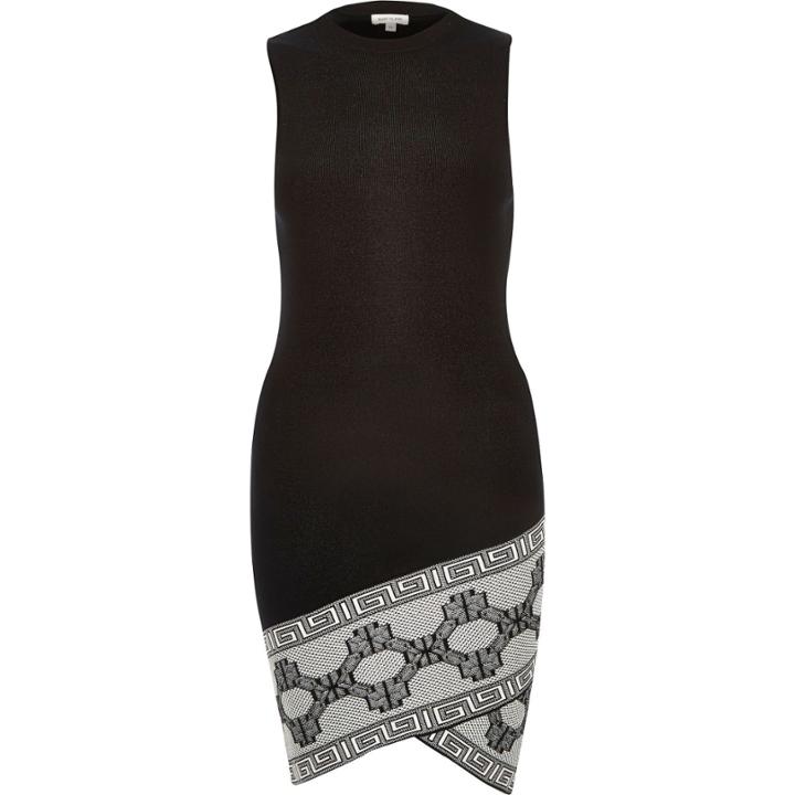 River Island Womens Knitted Bodycon Pattern Hem Wrap Dress
