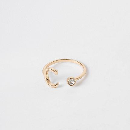 River Island Womens Gold Tone 'c' Initial Ring
