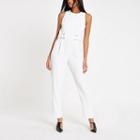 River Island Womens White Sleeveless Ring Waist Jumpsuit
