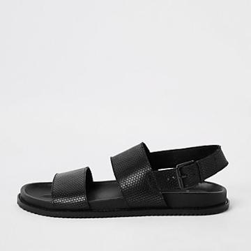 River Island Mens Leather Double Strap Sandals