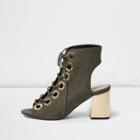 River Island Womens Metallic Heel Lace Up Shoe Boots