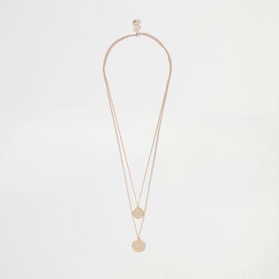 River Island Mens Gold Tone Multilayer Coin Necklace