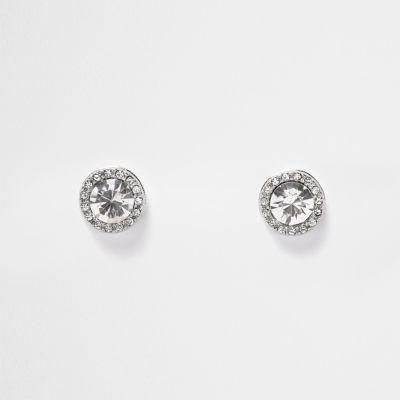 River Island Womens Silver Tone Crystal Embellished Stud Earrings