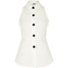 River Island Womens White Button Front Sleeveless Top